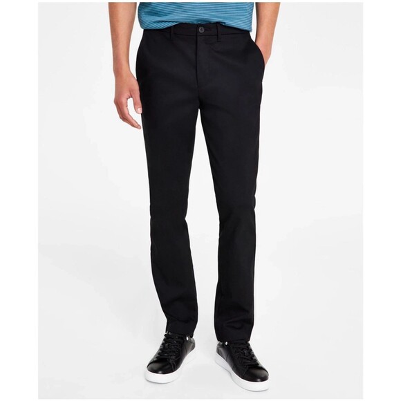 Calvin Klein Men's Slim-Fit Performance Modern Stretch Trouser Pants Black 36/30